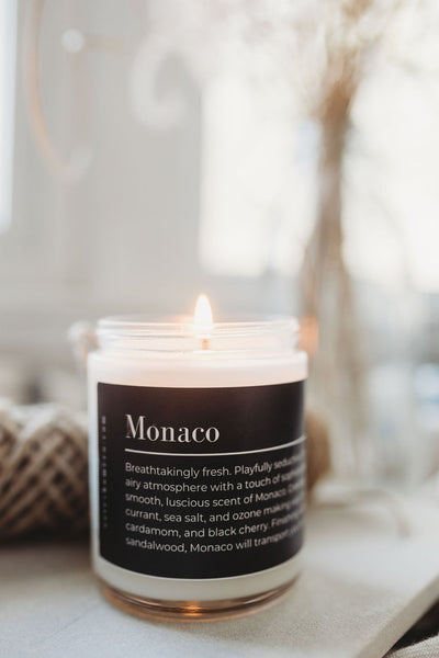Toxin-free fall Monaco candle by Oates Home Co, paraben, paraffin, and phathalate free
